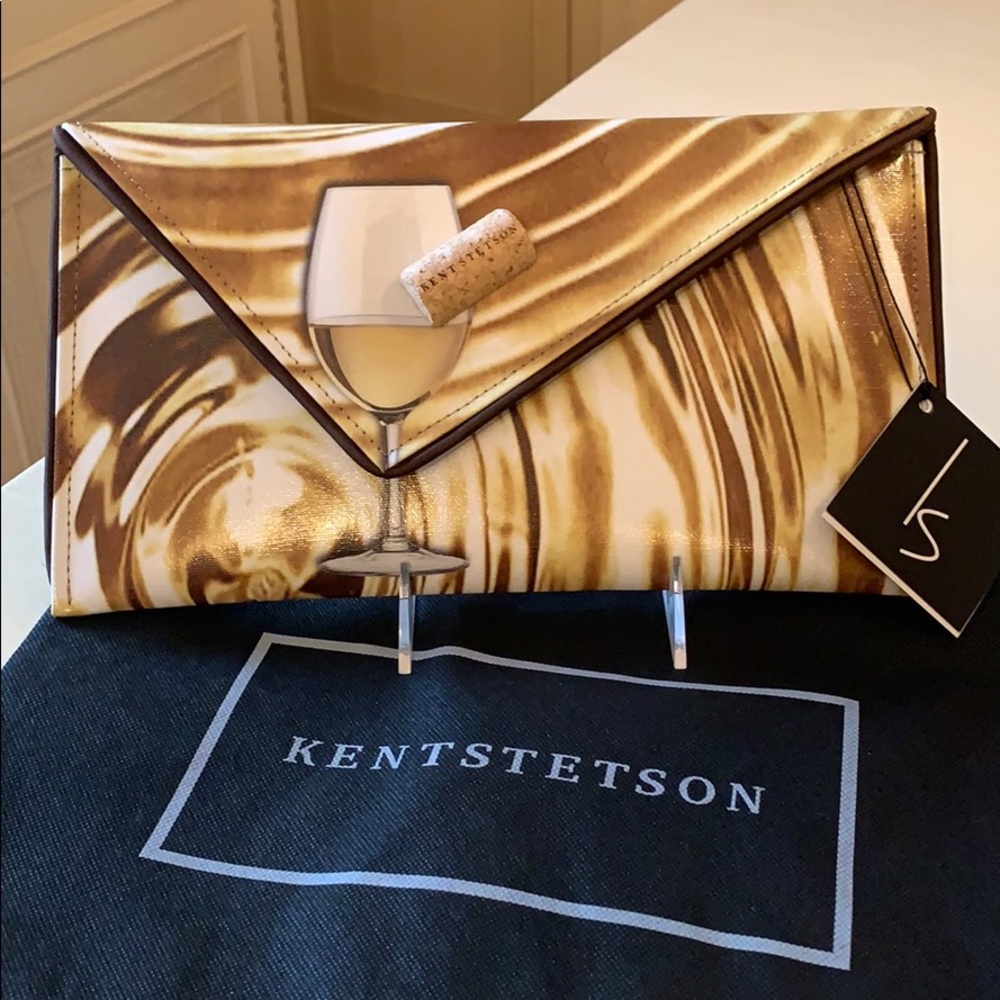 NWT Kent Stetson White Wine Clutch